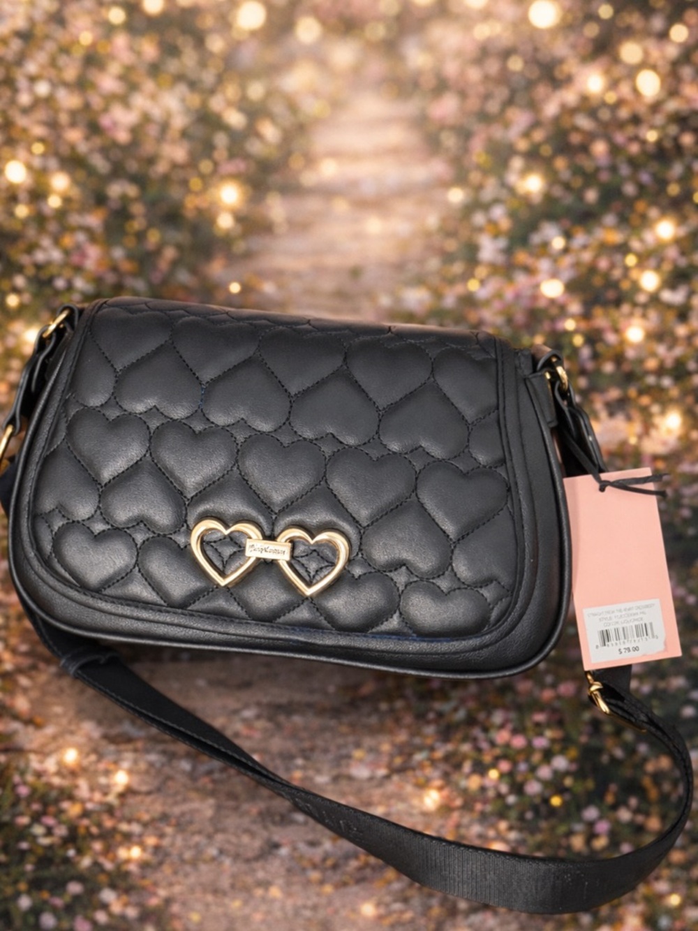 Juicy Couture Black Heart-Quilted Crossbody Bag